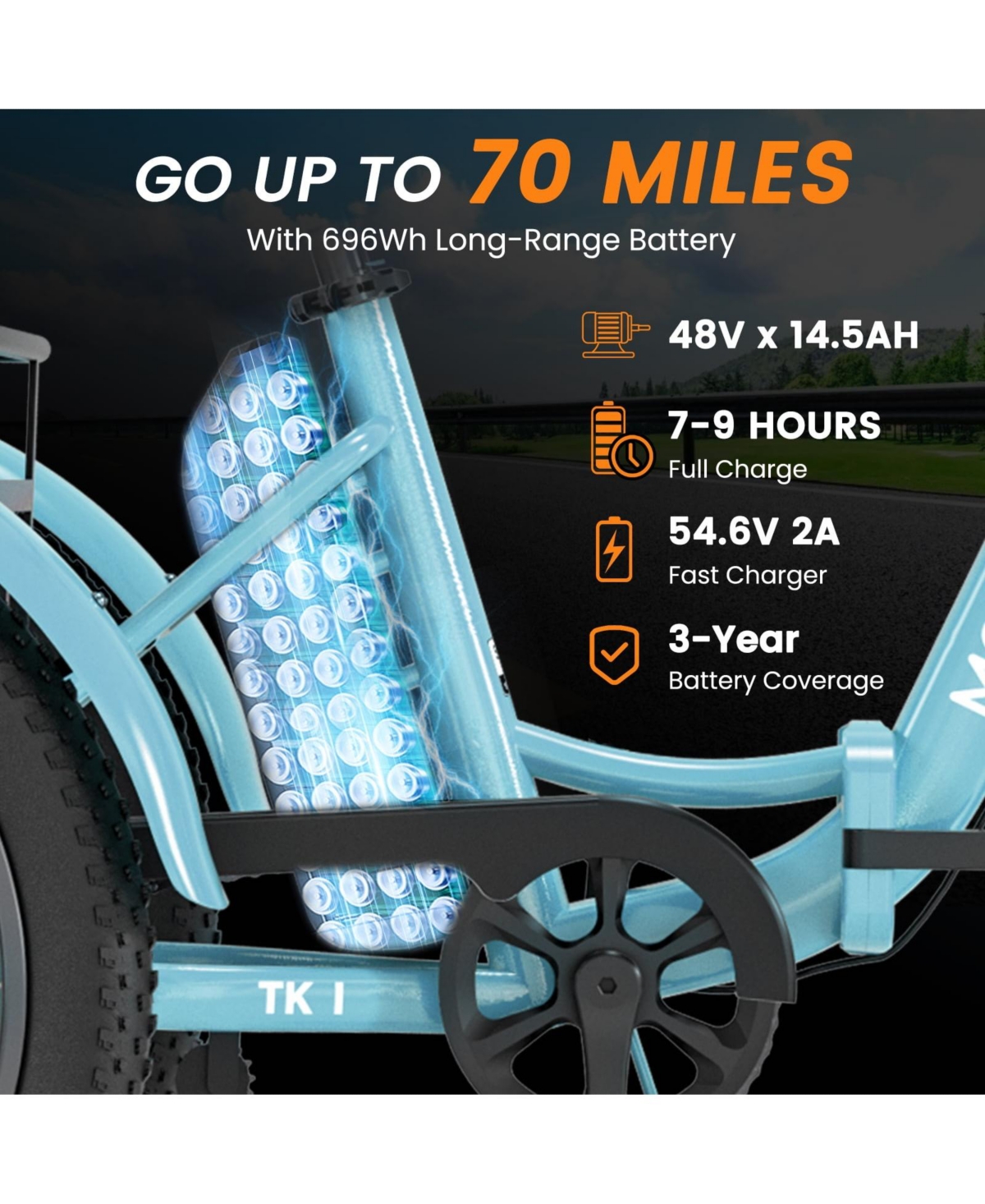 Mooncool TK1 500W Folding Electric Tricycle for Adults, 20" x 3.0" Wheel