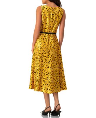 Women's Polka Dot A-Line Midi Dress