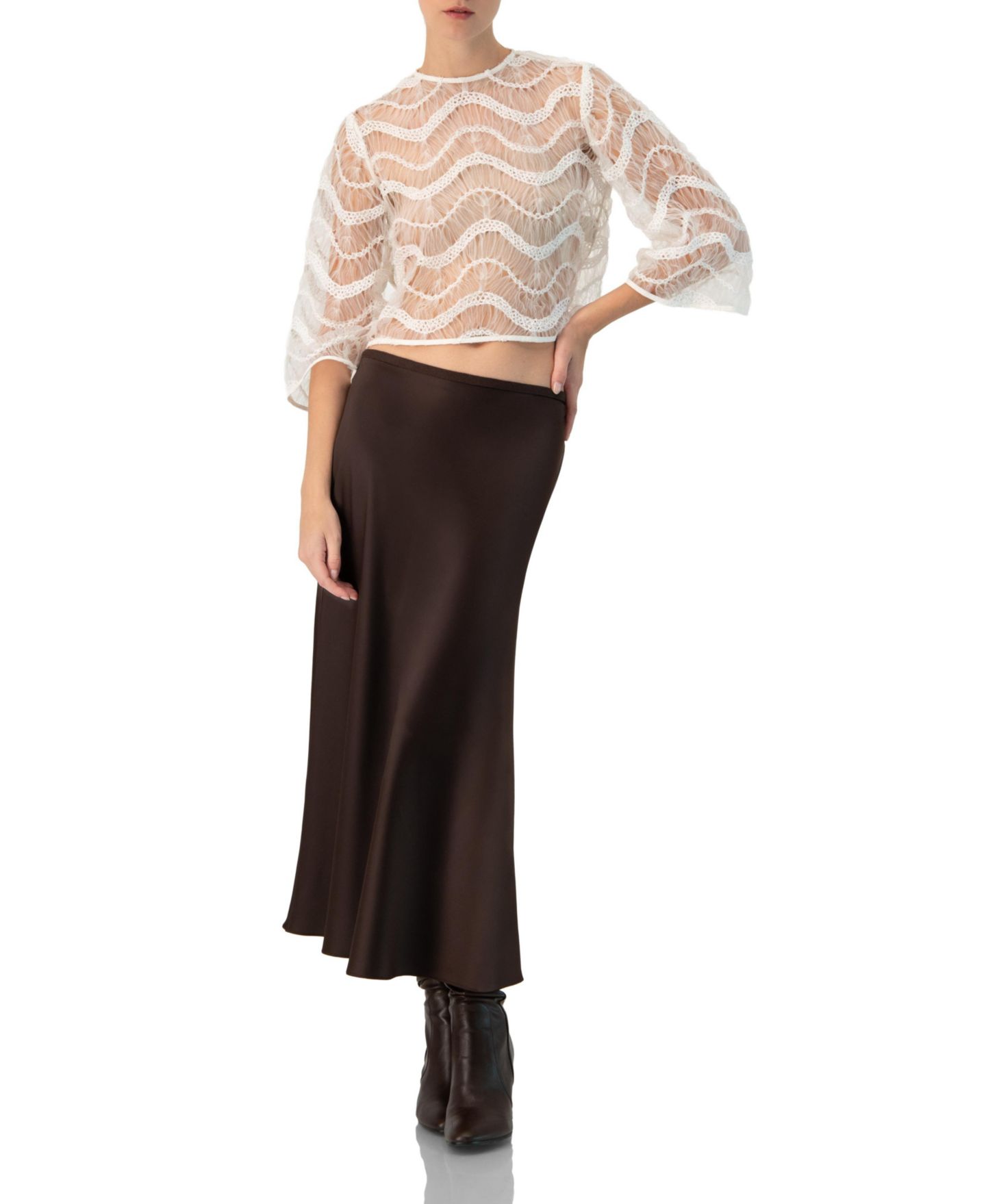 Женская блузка Ivonne Bell Sleeve Sheer, цвет: Слоновая кость — фото 4