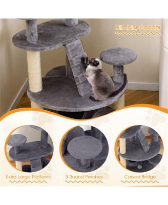 Cat Tree for Munchkin & Senior Cats, 40-Inch with Stable Wide Base, Soft Padded Perches & Large Condo for Easy Access