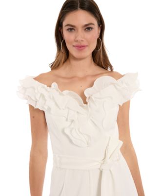 Women's Ruffle Top Belted Jumpsuit