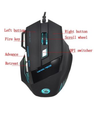 7-Button Wired Gaming Mouse: 5-Speed DPI (Up to 5500), Colorful Glow, for Gaming/Office, Easy-to-Use for Gamers/Professionals