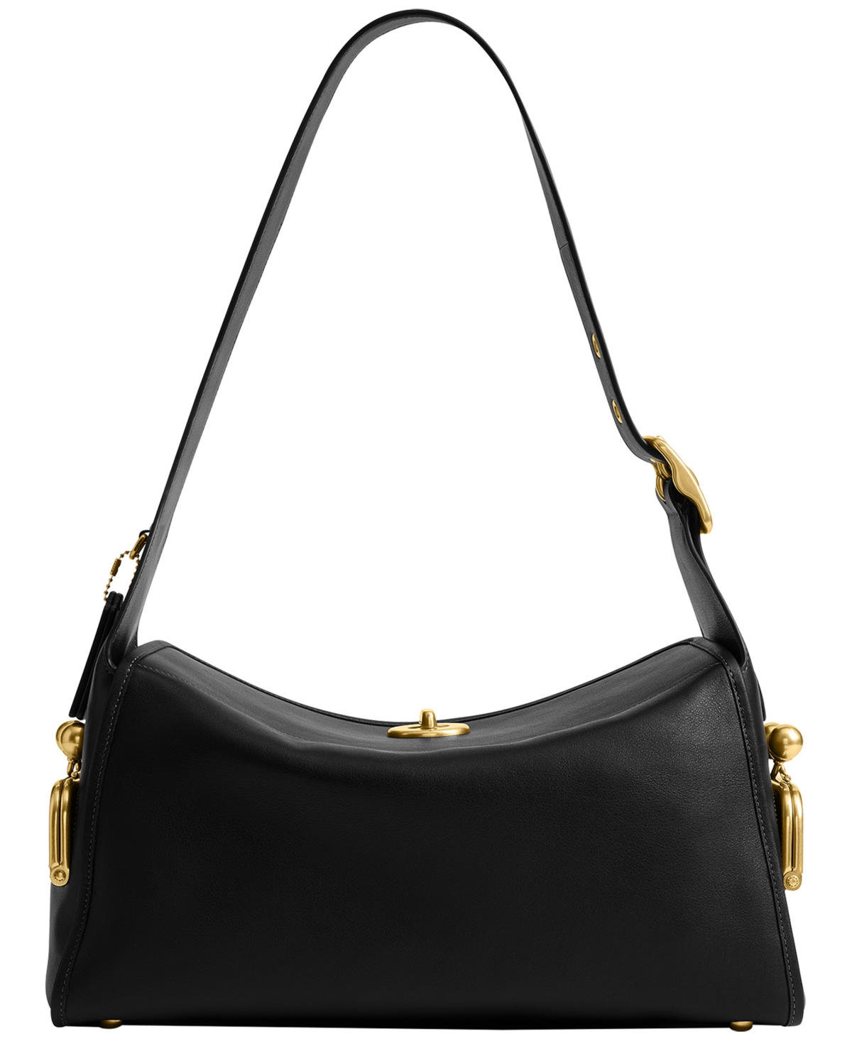 Coach Leather Turn-Lock Large Shoulder Bag