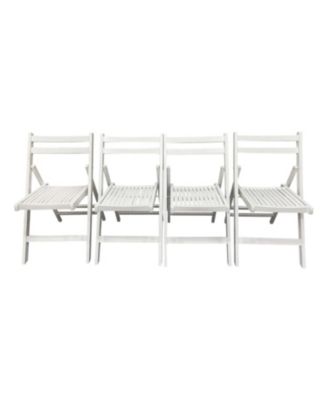 Folding Event Chairs, Set of 4, Slatted Wood