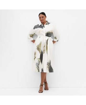 Plus Size Women's Angel Print Shirt Dress