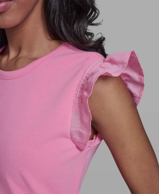 Women's Scallop Trim Boat Neck Top