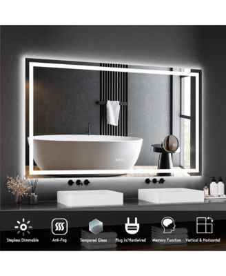 60X36 LED Bathroom Vanity Mirror with Dimmable Dual Front & Back Lights,  Memory Settings, Shatterproof Tempered Glass