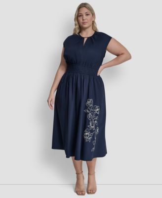 Plus Size Jewel Neck Midi Dress