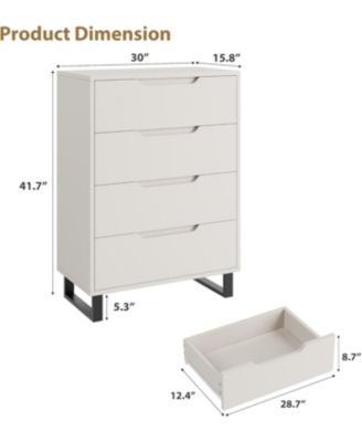 4 Drawer Wooden Freestanding Tall Storage Dresser, 41.5 Inch Vertical Drawer Cabinet