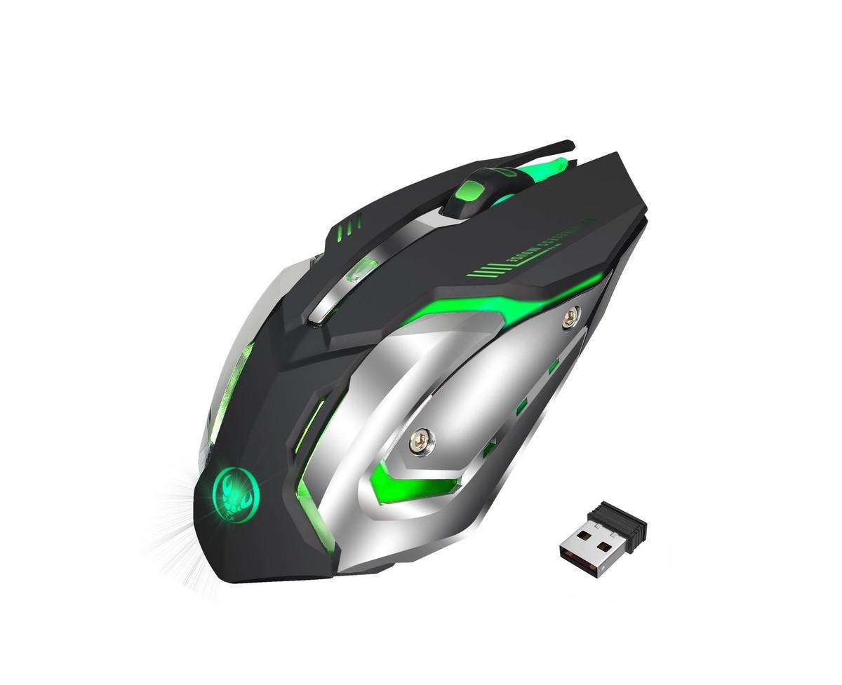Risokeys Gaming Mouse-2.4G Wireless Rechargeable Mouse, 7-Color Rgb Backlit, 4 Adjustable Dpi, Ergonomic Design for Pc, Laptop, Gamers & Office Users