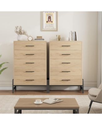 5 Dresser for Bedroom, 50.5 in Tall Drawer with Large Storage Space, Freestanding Wooden Closet Storage Dresser Chest for Living Room