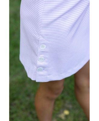 Big Girls Stripe Pique Dress With Side Buttons