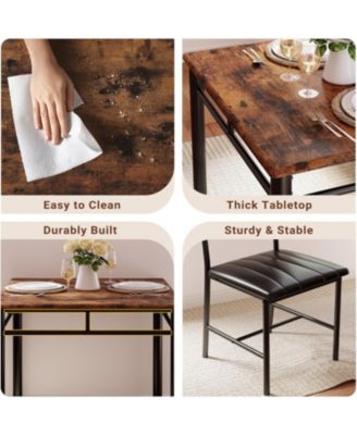 29.1" W Dining Table Set for 2, Small Kitchen Table with Upholstered Chairs