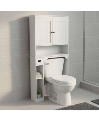 Over The Toilet Storage Cabinet, Bathroom Organizer, Space-Saving Farmhouse Toilet Shelf with Paper Holder