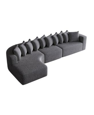 131.1-inch Chenille Sectional Sofa with 10 Cushions, Modern Cloud-Shaped Curved Left Chaise Sofa