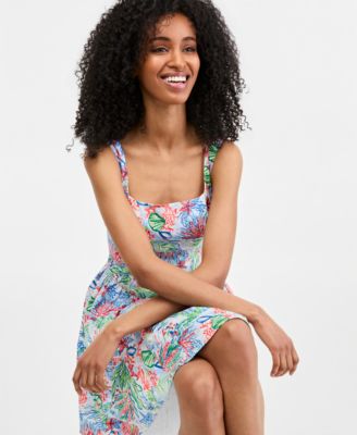 Juniors' Printed Sleeveless Fit & Flare Dress