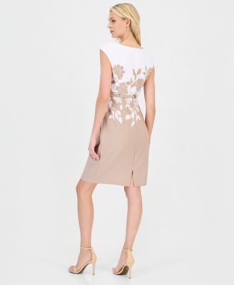 Women's Placed-Print Belted Sheath Dress