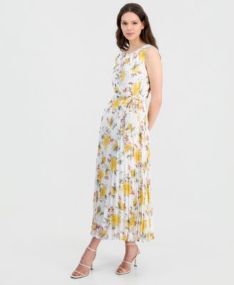 Petite Printed Pleated Maxi Dress