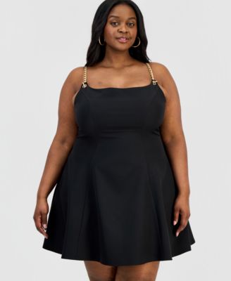 Trendy Plus Size Chain-Strap Fit & Flare Dress