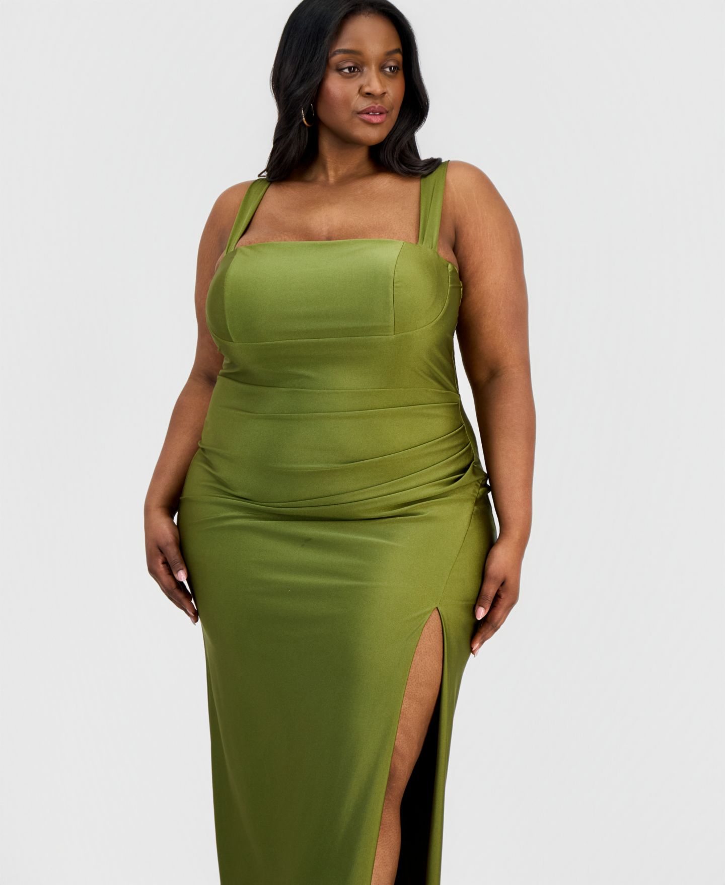 Женское платье SENI & CADE Trendy Plus Size Sateen Bow-Back, цвет: Оливковый — фото 2