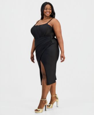 Trendy Plus Size Asymmetric Corset Midi Dress