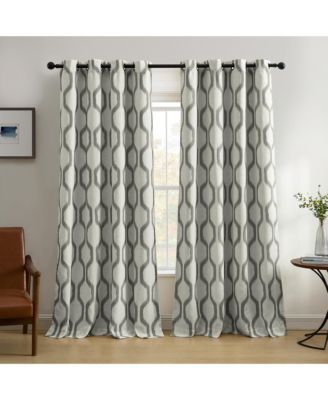 Renzo Ikat Geometric Linen Room Darkening Window Curtain