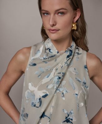 Petite Flocked Floral Top