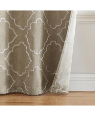 Elrene Home Fashions Valian Lattice Embroidered Blackout Window Curtain Panel, Set of 2