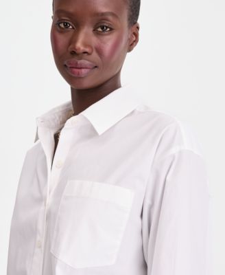 Women's Cropped Cotton Poplin Shirt