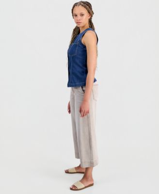 Juniors' Weekender Cropped Wide Leg Jeans