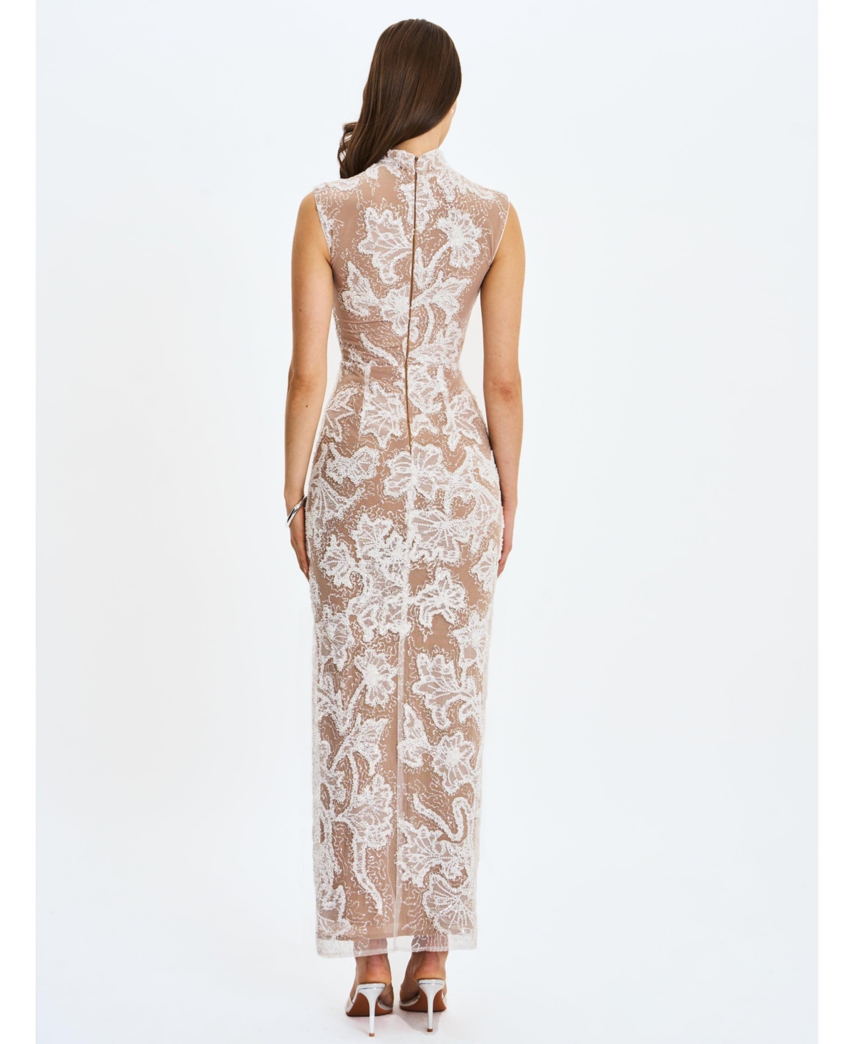 Miss Circle Women's Tavia Beaded Teardrop Neckline Maxi Dress