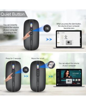 Dual-Mode Wireless Silent Mouse - (2.4G + Bluetooth 5.1)- 4 Adjustable DPI 800-2400, Type-C Rechargeable, Slim Portable for PC, Laptop, Mac