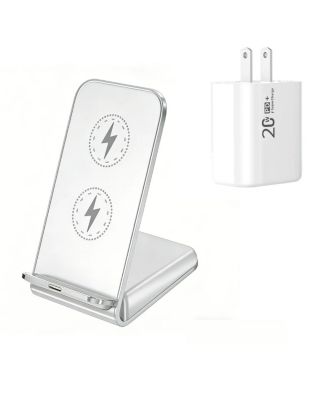 15W Fast Charging Wireless Charger with Charging Port - Horizontal and Vertical Dual-Use Desk Phone Stand for Phone