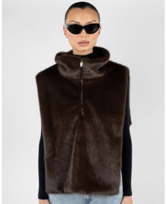 Women's Faux Fur Mock neck Vest