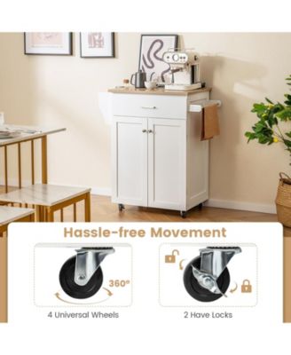 Rolling Kitchen Island Cart with Spice Rack and Adjustable Shelf, Storage Organizer