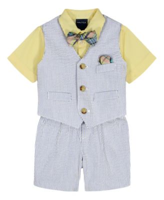 Baby Boys' Seersucker Stripe Vest, Shirt and Shorts, 3-Piece Set