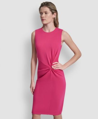 Women's Sleeveless Jewel Neck Knot Front Dress