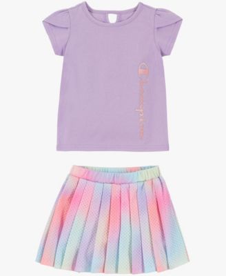 Baby Girls' Flutter-Sleeve T-Shirt and Mesh Skort, 2-Piece Set