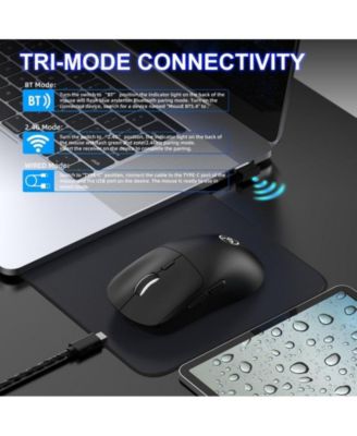 Tri-Mode Wireless Gaming Mouse, 6400 DPI Adjustable, 72g Lightweight, USB-C Rechargeable, 500mAh Battery, Compatible with PC, Laptop, Mac