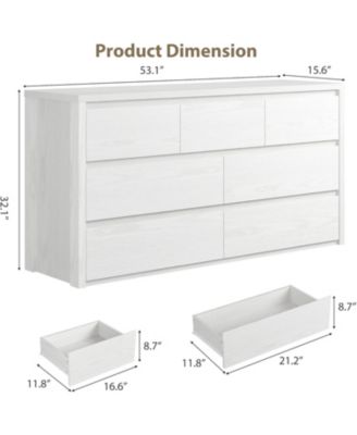 7 Drawer Dresser for Bedroom, Wide Modern Chest of Drawers, Large Wood Dresser Wooden Storage Organizer for Living Room