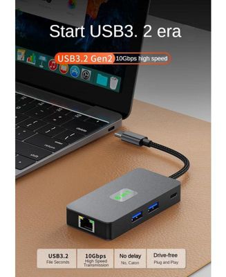 USB-C Hub Docking Station, 6-in-1, USB 3.2 Gen2 10Gbps, 4K60HZ HDMI,Applicable to Computers, laptops, and Tablets