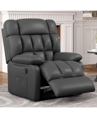 Upholstered Rocker Recliner Chair with Side Pocket,Ergonomic 110°-160°Adjustable Reclining Chairs for Adults