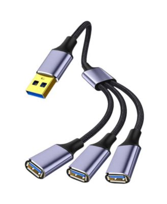 3-Port USB 2.0 Splitter Hub, 1-to-3 Expansion Cable, Braided Durable Data,for Home/Office, Ideal for Remote Workers