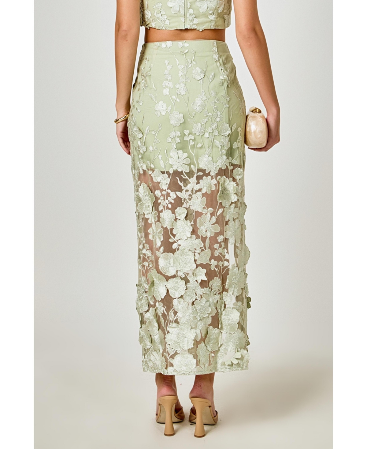 endless rose Women's Floral Embroidered Midi Skirt