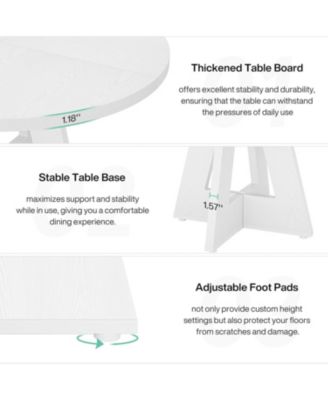 47 inch Round Dining Table, Wooden Tabletop and Cross Base