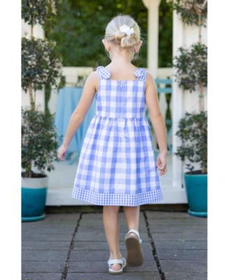 Big Girls Gingham Dress With Flower Cherries