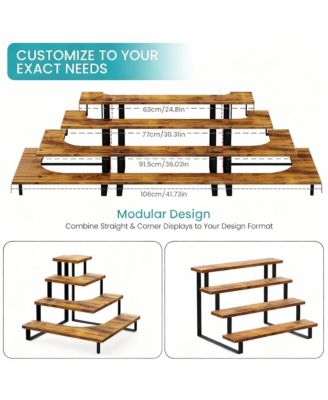 4-Tier Wood Display Rack for Small Items - Durable, Portable, Easy Assembly