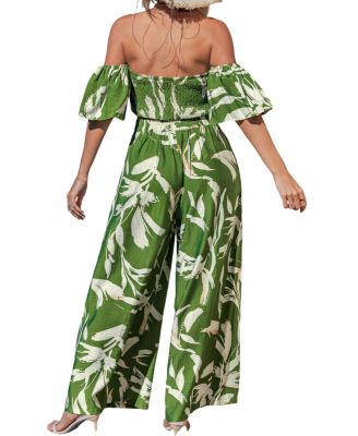 Women's Smocked Off-The-Shoulder Wide-Leg Matching Sets