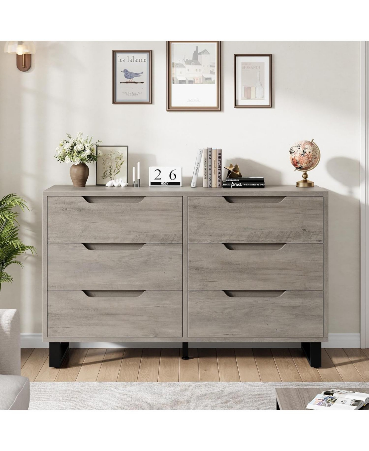 gaomon 6 Dresser for Bedroom, 47.2 Wide Dresser, Freestanding Vertical Drawer Cabinet with Storage, Wooden Closet Storage Chest Living Room.