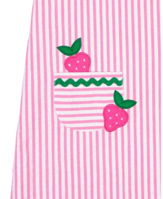 Little Girls Seersucker Dress With Strawberries